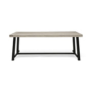 Noble House Equilibrium outdoor dining table with wooden frame and slat top, ideal for patio or garden dining spaces.