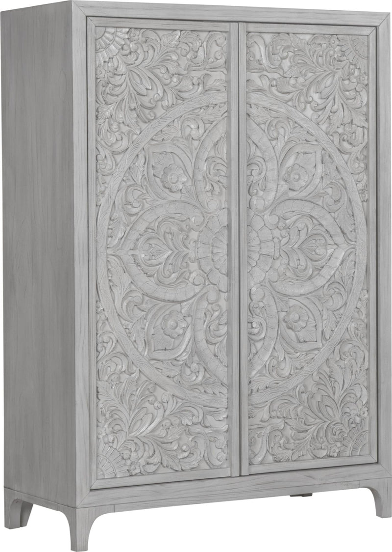 Boho Chic Wardrobe Chest in Washed White (2024)