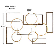 Uttermost Elias wall art features bronze and gold finish, modern wall decor with abstract metal design.