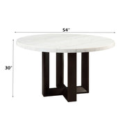 Edwyn - Round Dining Table - White Natural Marble Top & Espresso - R&R Furniture Gallery (Fountain Valley, CA)
