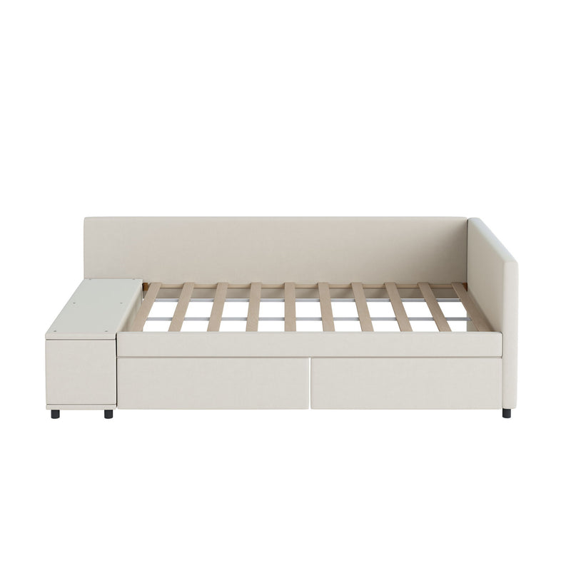 L Shaped Upholstered Platform Bed With Storage And Drawers - R&R Furniture Gallery (Fountain Valley, CA)