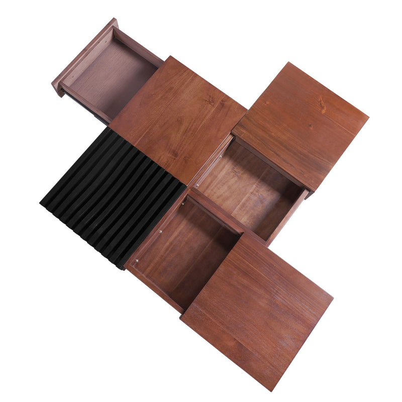 Italian Retro Inspired Acacia Wood Storage Coffee Table - Brown / Black - R&R Furniture Gallery (Fountain Valley, CA)