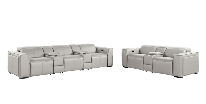 1224 - 8-Piece Modular Power Reclining Sofa & Loveseat Set In With 5 Power Recliners & Power Headrests