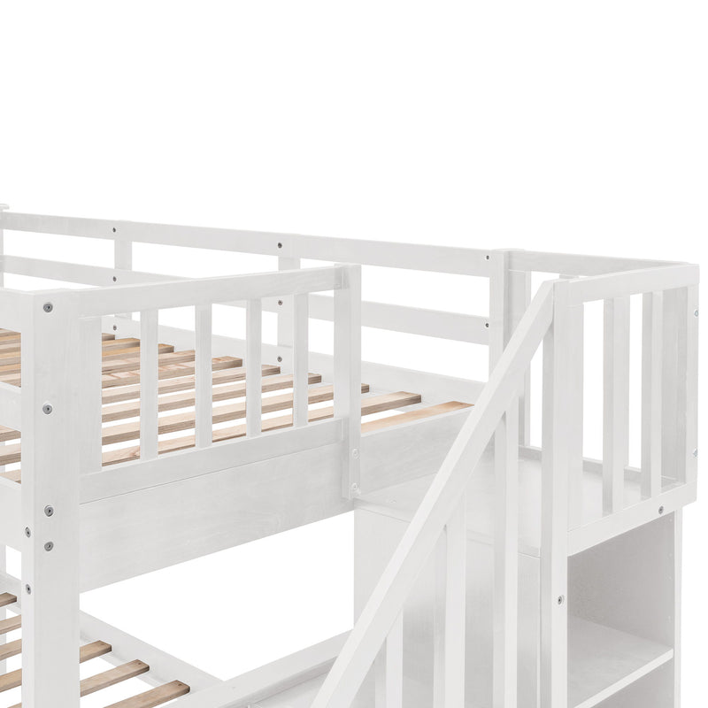 Stairway Bunk Bed With Storage And Guard Rail For Bedroom - R&R Furniture Gallery (Fountain Valley, CA)