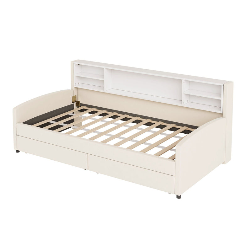 Luxurious Upholstered Platform Bed With Storage Drawers - R&R Furniture Gallery (Fountain Valley, CA)
