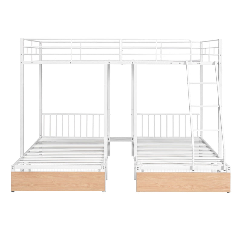 Triple Bunk Bed With Drawers And Guardrails - R&R Furniture Gallery (Fountain Valley, CA)