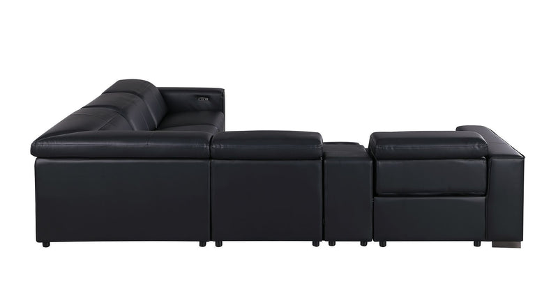 1208 - 6-Piece L-Shaped Leather Reclining Sectional With 3 Power Recliners