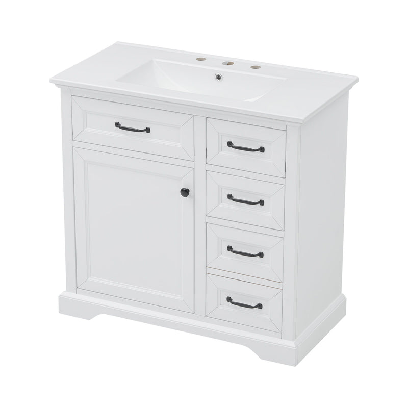 36" Bathroom Vanity With Sink, 2 Tip-Out Drawers, Soft Close Hinges - R&R Furniture Gallery (Fountain Valley, CA)