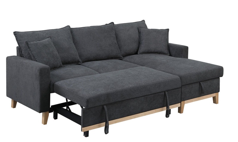 Colton - Reversible Sleeper Sectional Sofa With Storage Chaise - Dark Gray - R&R Furniture Gallery (Fountain Valley, CA)