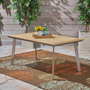 Outdoor Dining Table With Eucalyptus Wood Topped - Silver - R&R Furniture Gallery (Fountain Valley, CA)