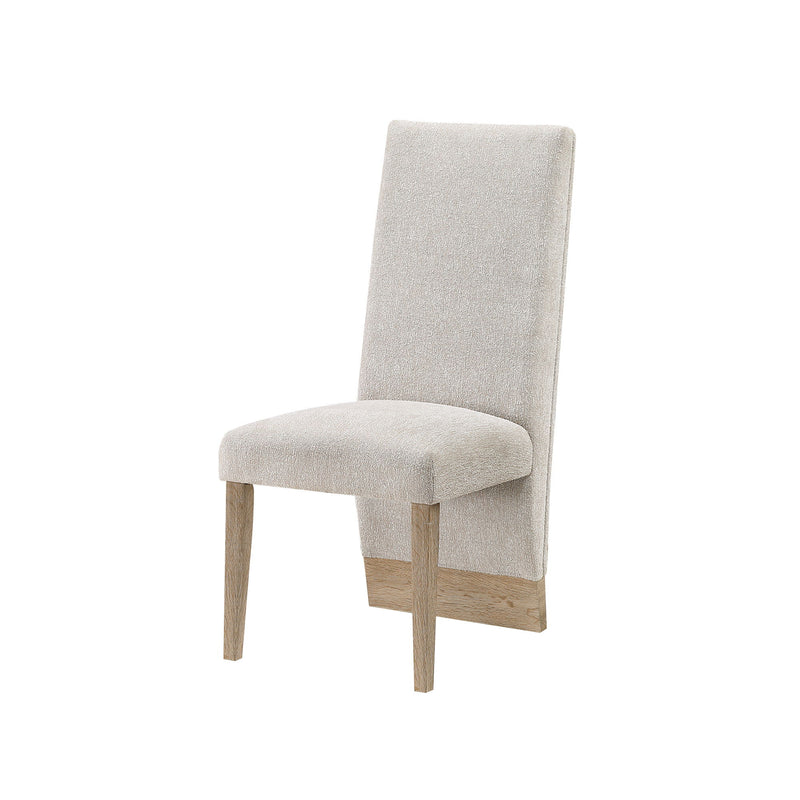 Pair of Stacey Contemporary Dining Chairs by Global Furniture USA, modern upholstered chairs with sleek design and wooden legs.