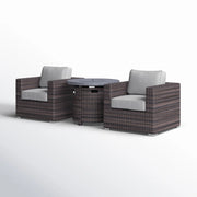 Rattan Patio Set With Comfortable Cushions And Fire Pit - R&R Furniture Gallery (Fountain Valley, CA)