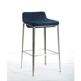 Adhil Mid-Century Blue Fabric Bar Stool
