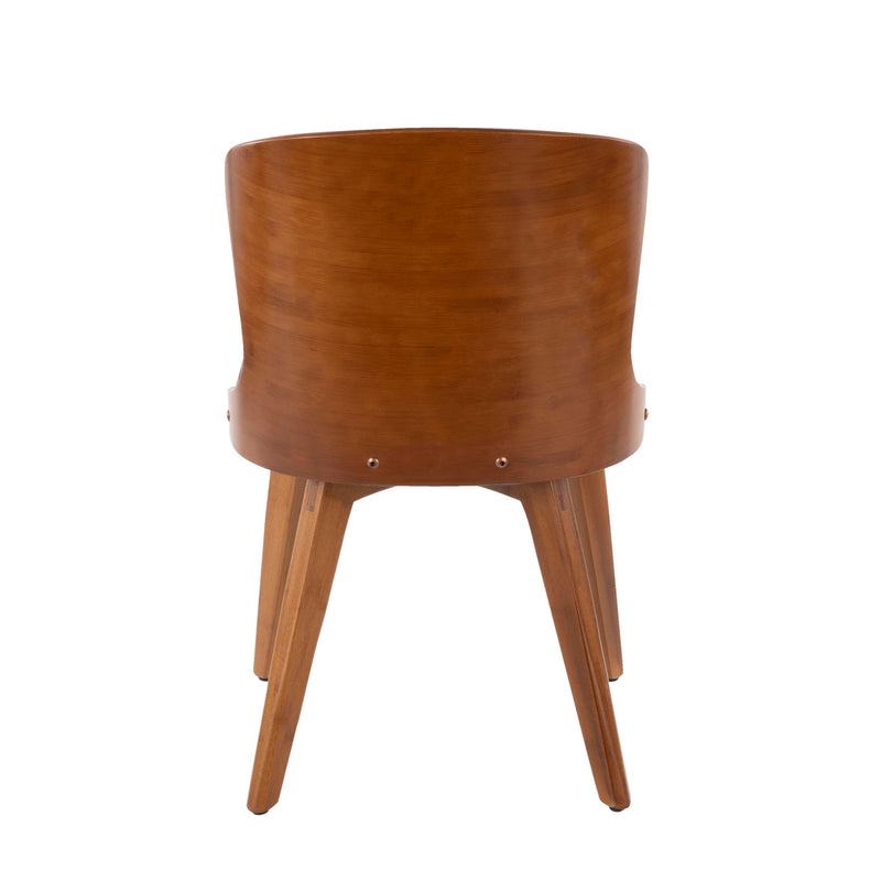 Lumi Source Bocello mid-century side chair with walnut wood frame and black upholstered seat, modern and stylish design.