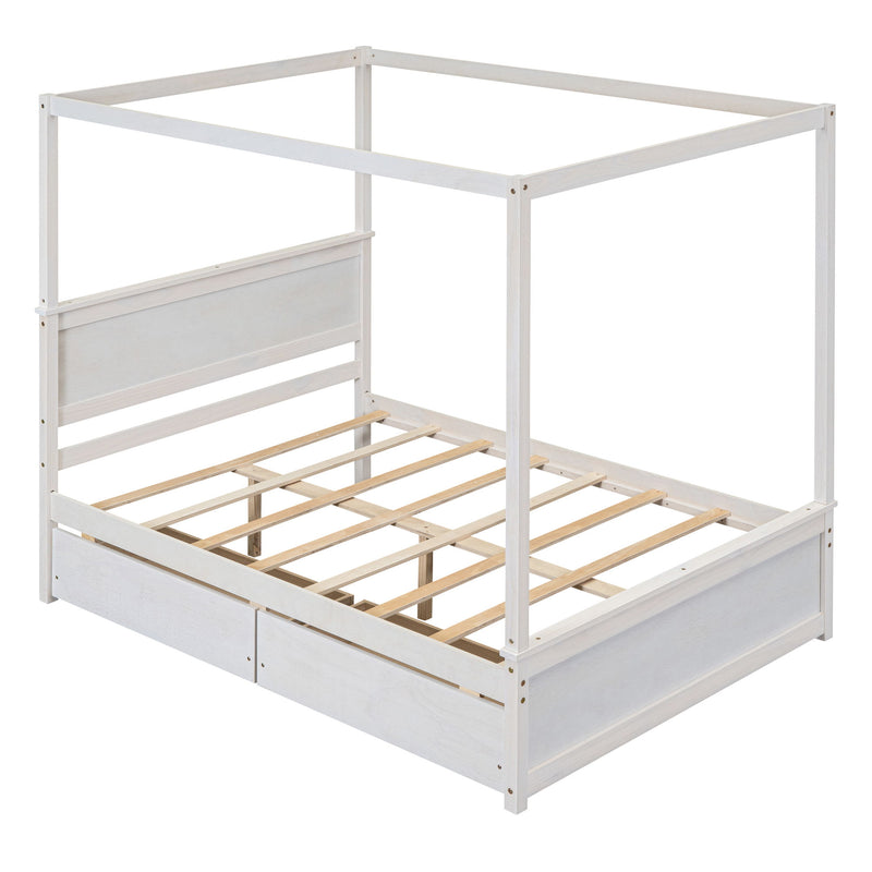 Canopy Platform Bed With Drawers, Support Slats, No Box Spring Needed - R&R Furniture Gallery (Fountain Valley, CA)