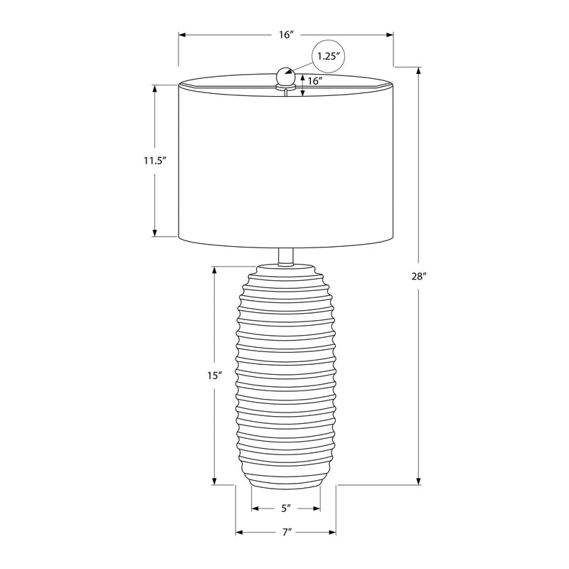 Cream resin transitional table lamp with a sleek, modern design, featuring a smooth surface and a simple base.