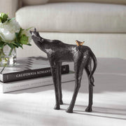 Black horse sculpture by Uttermost, Hello Friend figurine, detailed horse figurine with a sleek black finish and artistic design.