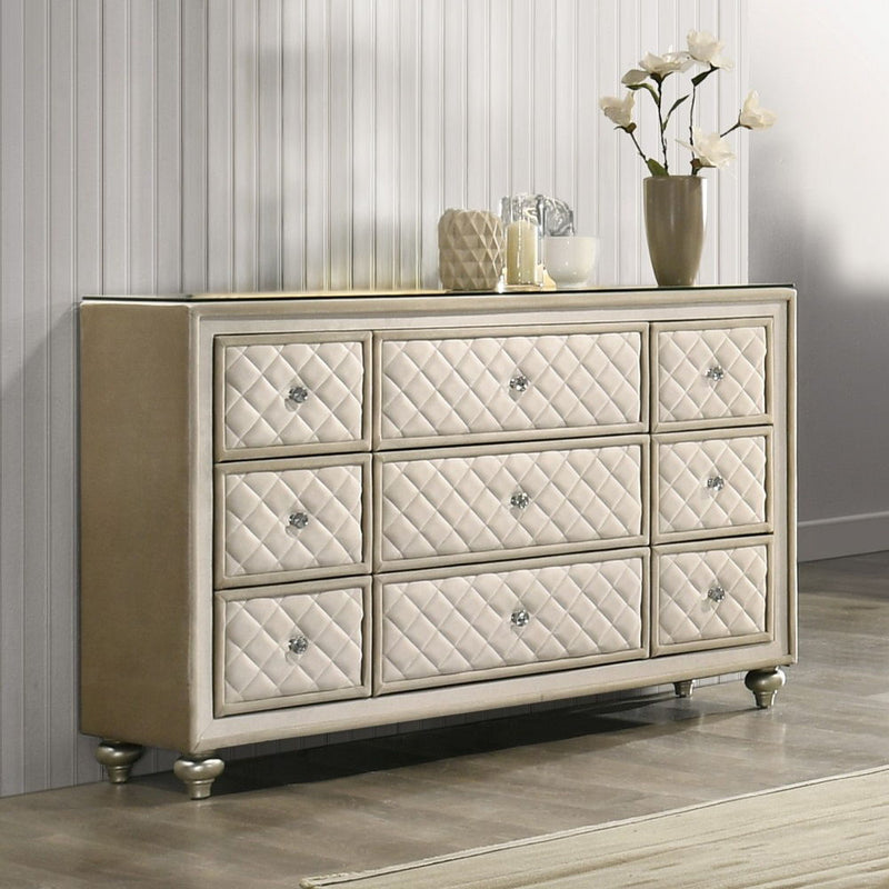 Lucienne - Dresser - Beige Velvet - R&R Furniture Gallery (Fountain Valley, CA)