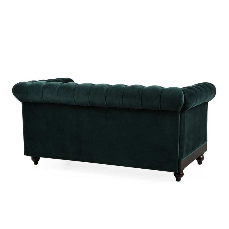 Chesterfield Loveseat Sofa, 2 Person Rolled Arm Upholstered Couch - R&R Furniture Gallery (Fountain Valley, CA)