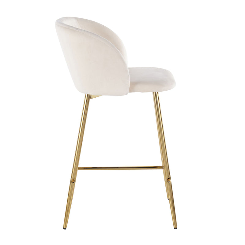 Pair of Lumi Source Fran contemporary counter stools with sleek design and wooden legs, set of two for stylish kitchen seating.