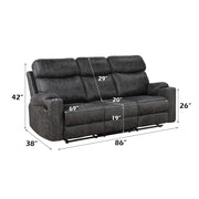 Hirah - Motion Sofa - Dark Gray Polish Microfiber - R&R Furniture Gallery (Fountain Valley, CA)