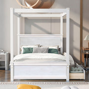 Canopy Platform Bed With Drawers, Support Slats, No Box Spring Needed - R&R Furniture Gallery (Fountain Valley, CA)