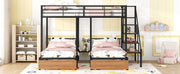 Full Over Twin-Twin Triple Bunk Bed With Drawers And Staircase - Black - R&R Furniture Gallery (Fountain Valley, CA)