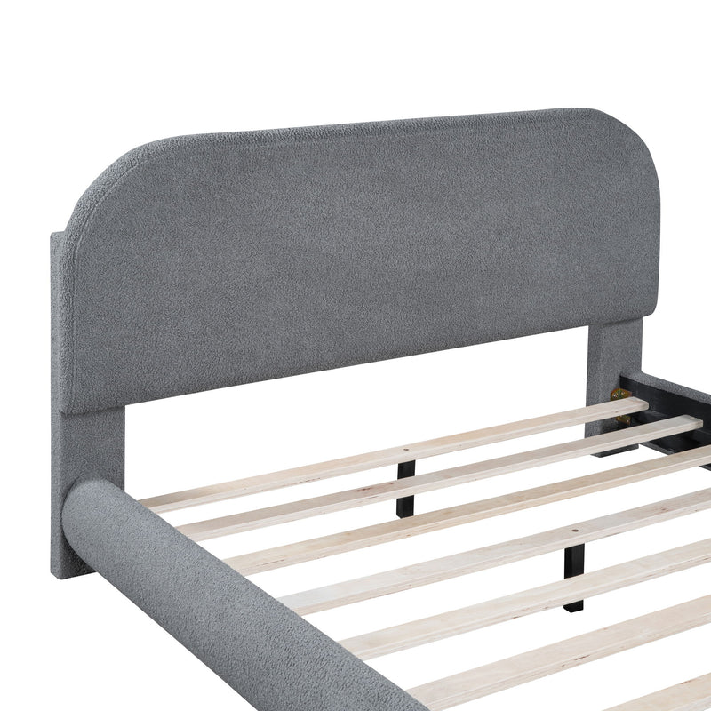 Upholstered Platform Bed With Thick Solid Frame And Stylish Curve-Shaped Design - R&R Furniture Gallery (Fountain Valley, CA)