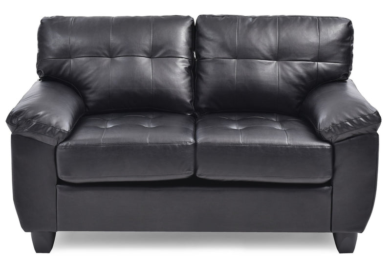 Glory Furniture stylish stationary loveseat with padded arms, featuring plush seating and a modern design for cozy living spaces.