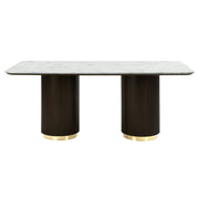Clayten - Dining Table With Marble Top - White Natural Marble Top & Espresso - R&R Furniture Gallery (Fountain Valley, CA)