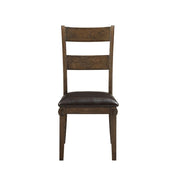 Nabirye - Side Chair (Set of 2) - Esspresso Synthetic Leather & Dark Oak - R&R Furniture Gallery (Fountain Valley, CA)