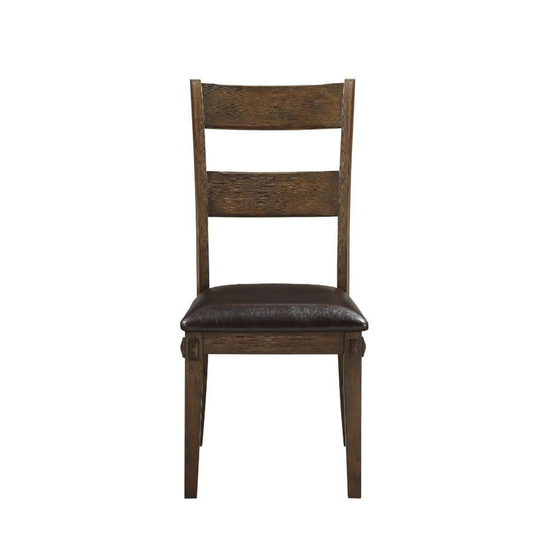 Nabirye - Side Chair (Set of 2) - Esspresso Synthetic Leather & Dark Oak - R&R Furniture Gallery (Fountain Valley, CA)
