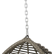 Noble House Morris Teardrop hanging chair with chain and water-resistant cushions, outdoor hammock for relaxing in garden or patio.