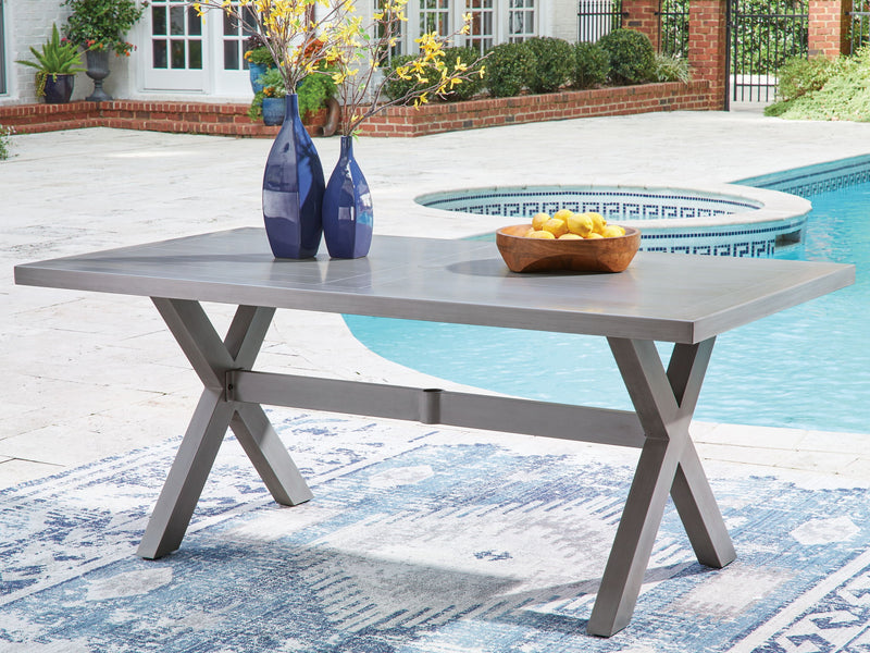 Half Moon Beach - Rectangular Dining Table With Umbrella Option - Gray - R&R Furniture Gallery (Fountain Valley, CA)