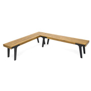 Set of two Noble House teak dining benches with sleek wooden design, ideal for indoor or outdoor dining spaces.