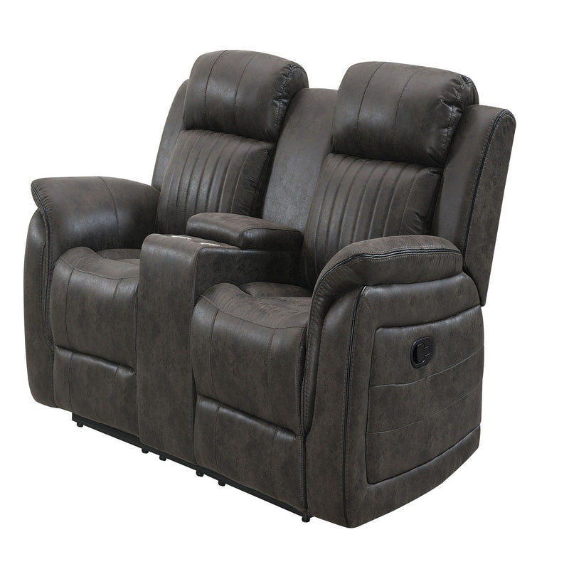 Steban - Console Reclining Loveseat - Gray - R&R Furniture Gallery (Fountain Valley, CA)