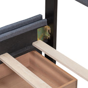DreamHaus upholstered storage bed with classic headboard and built-in drawers, no box spring required, in a modern bedroom setting.