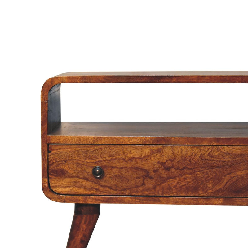 Mini Curved Media Unit - Chestnut - R&R Furniture Gallery (Fountain Valley, CA)