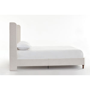 Hayden House & Home Furniture king upholstered wingback bed with tall 54-inch ivory headboard