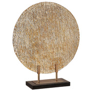 Uttermost Layan Art Glass Charger sculpture in gold with intricate design, perfect for decorative display or sculpture collection.