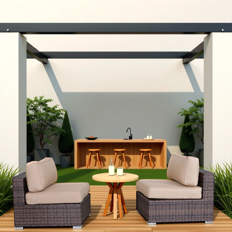 Wide Armless Outdoor Chairs With Cushions (Set of 2) - R&R Furniture Gallery (Fountain Valley, CA)