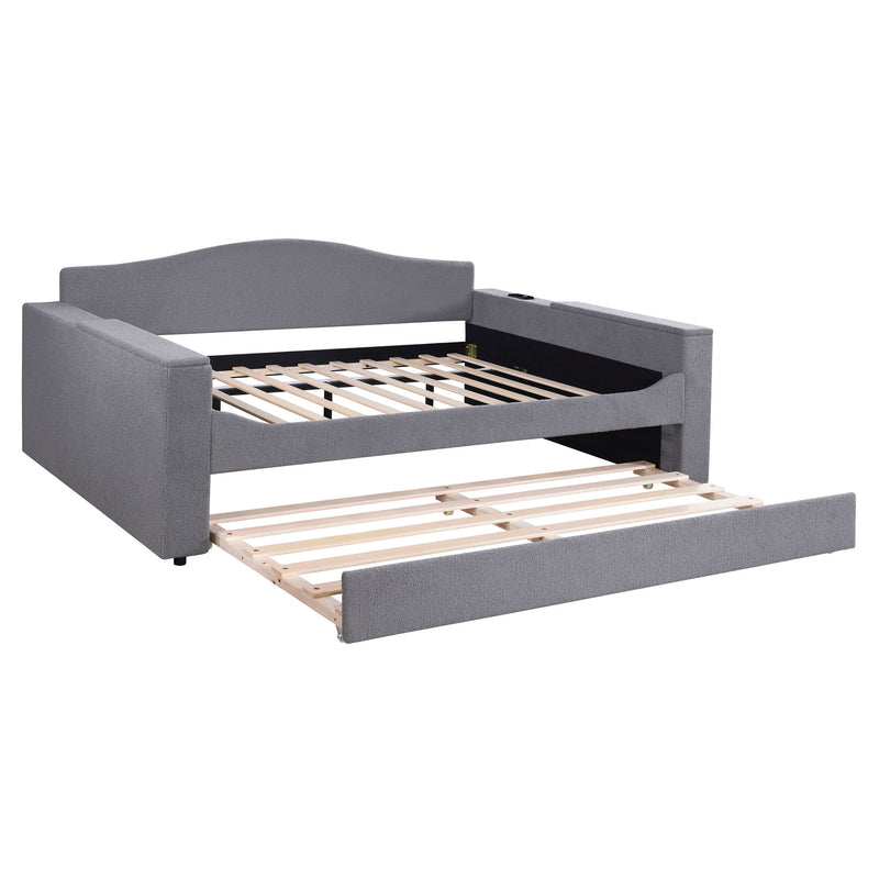 Upholstered Daybed With Storage Armrests, Trundle And Latest Integrated tooth Audio System - R&R Furniture Gallery (Fountain Valley, CA)