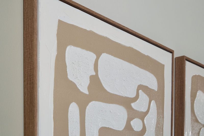 Waldett - Wall Art Set (Set of 2) - Beige / White - R&R Furniture Gallery (Fountain Valley, CA)
