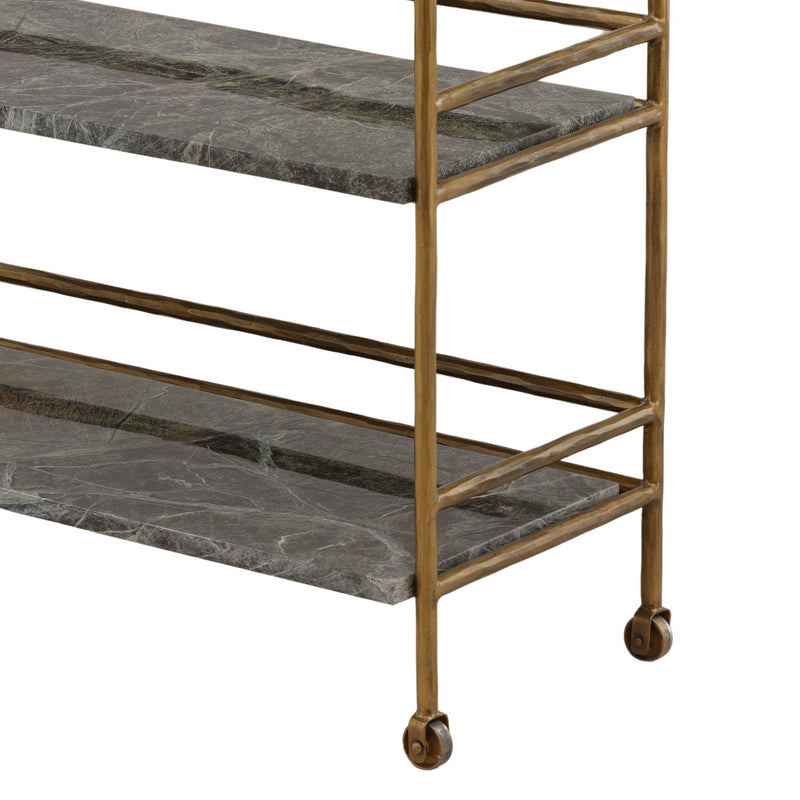 Loxley - Bar Cart - Brown And Green And Antique Brass