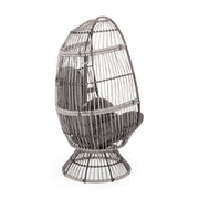 Noble House patio swivel basket egg chair with cushion, outdoor accent chair featuring woven design and cozy seating.