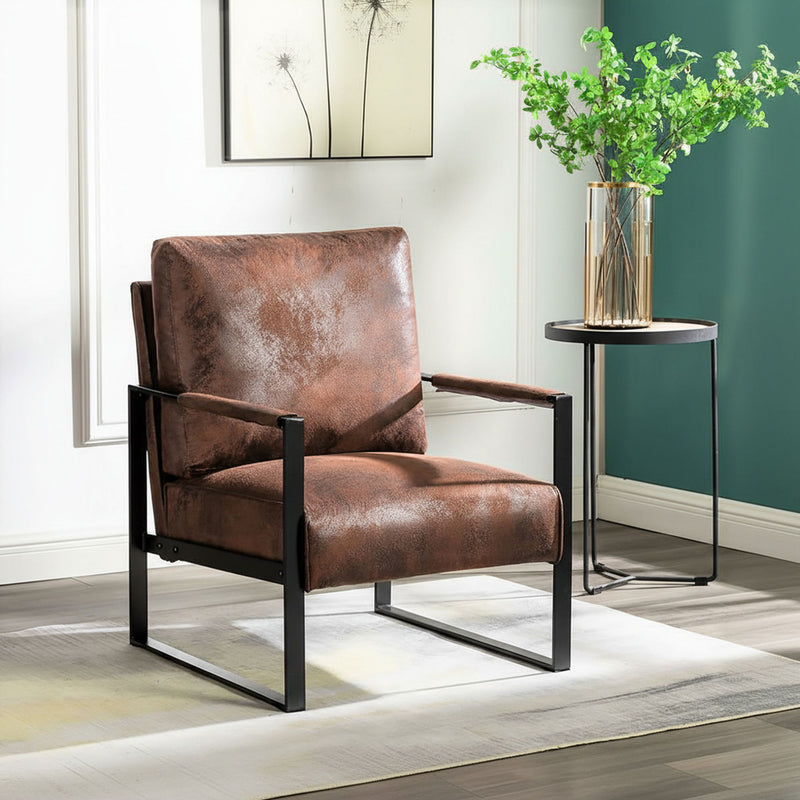 Accent Chair With Durable Square Frame, Armchair For Living Room - Brown - R&R Furniture Gallery (Fountain Valley, CA)