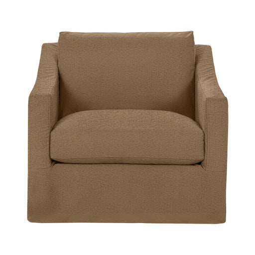 Classic Home Kipton swivel chair with padded fabric upholstery and wooden legs, featuring a modern design and comfortable seating.