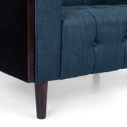Noble House contemporary mid-century charm 3-seater sofa with button tufted waffle stitching and plush upholstered seating.