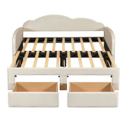 Upholstered Daybed With Cloud-Shaped Backrest, Trundle & 2 Drawers And USB Ports - R&R Furniture Gallery (Fountain Valley, CA)