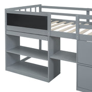 Low Loft Bed With Rolling Desk, Shelf And Drawers - R&R Furniture Gallery (Fountain Valley, CA)